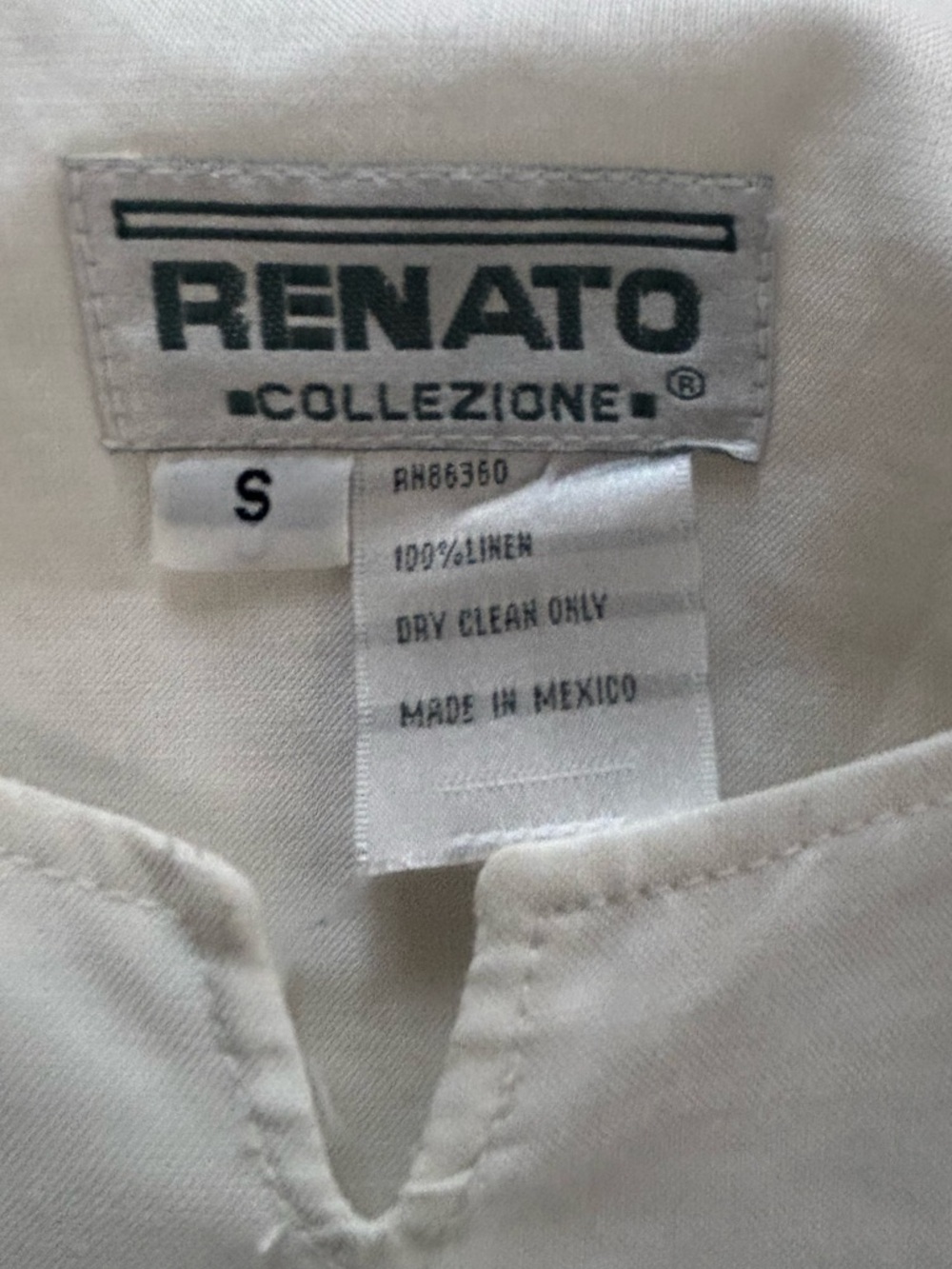 RENATO COLLEZIONE White Linen Guayabera Blouse Size Small - Picture 5 of 6